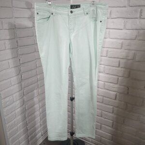 Roots Canada Ladies Size 32 Mint Green Slim Legs Denim Jeans